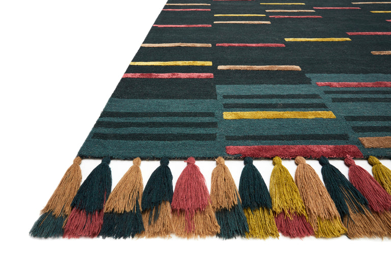 Loloi Rugs Jamila Collection Rug in Teal, Sunset - 8'6" x 12'