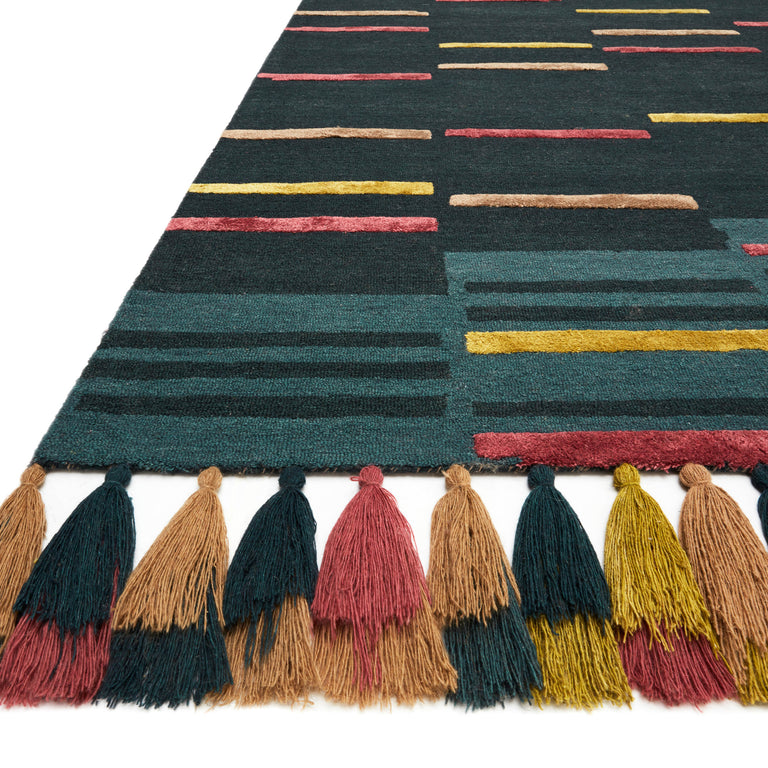 Loloi Rugs Jamila Collection Rug in Teal, Sunset - 7'9" x 9'9"