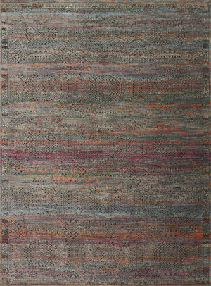 Loloi Rugs Javari Collection Rug in Charcoal, Sunset - 6'7" x 9'4"