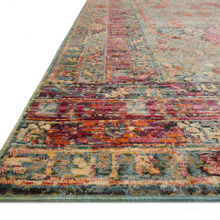 Loloi Rugs Javari Collection Rug in Slate, Berry - 6'7" x 9'4"