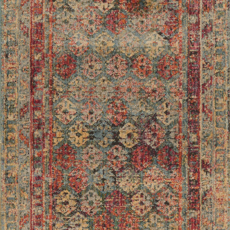 Loloi Rugs Javari Collection Rug in Slate, Berry - 6'7" x 9'4"