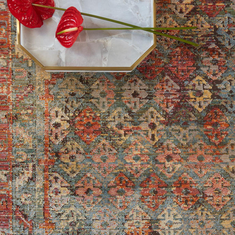 Loloi Rugs Javari Collection Rug in Slate, Berry - 6'7" x 9'4"
