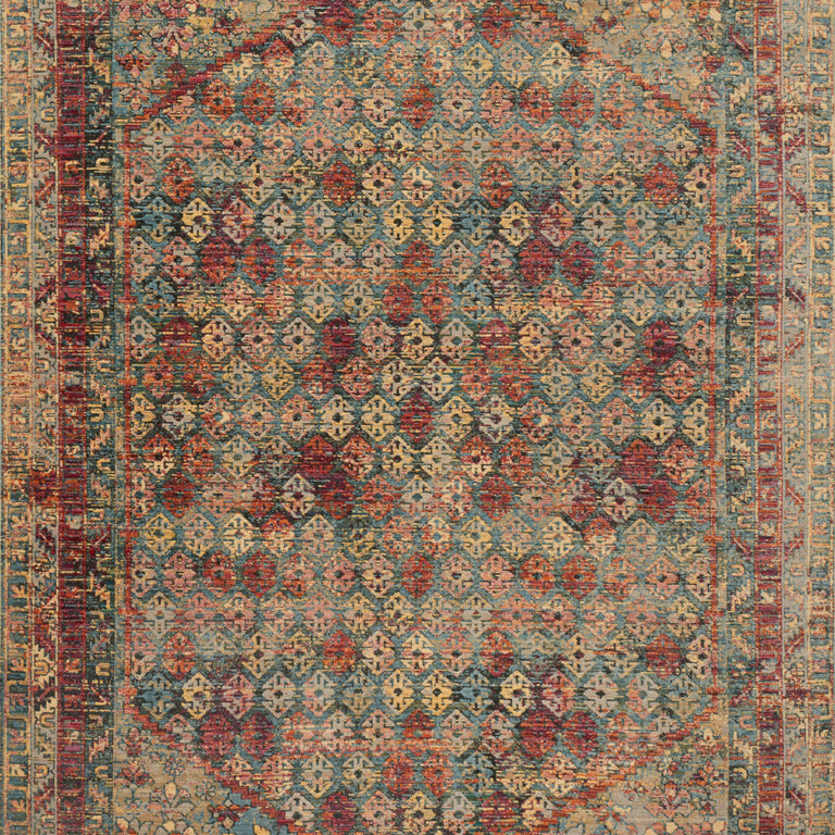 Loloi Rugs Javari Collection Rug in Slate, Berry - 6'7" x 9'4"