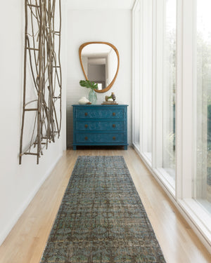 Loloi Rugs Javari Collection Rug in Steel, Lagoon - 9'6" x 12'6"