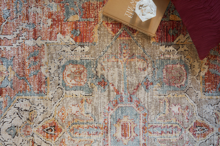 Loloi Rugs Javari Collection Rug in Berry, Sunrise - 7'10" x 10'