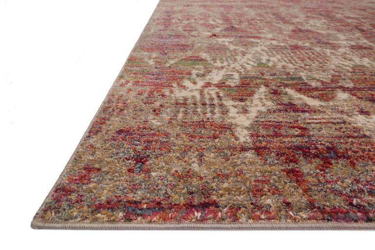 Loloi Rugs Javari Collection Rug in Drizzle, Berry - 9'6" x 12'6"