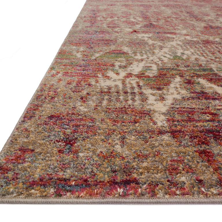 Loloi Rugs Javari Collection Rug in Drizzle, Berry - 6'7" x 9'4"
