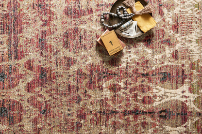 Loloi Rugs Javari Collection Rug in Drizzle, Berry - 7'10" x 10'