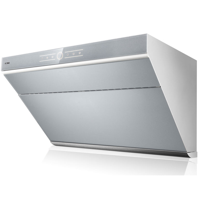 Fotile Slant Vent Series 30 in. Side Vent Range Hood with 4 Speed Settings,  1000 CFM, Ducted Venting & 2 LED Lights - White Glass