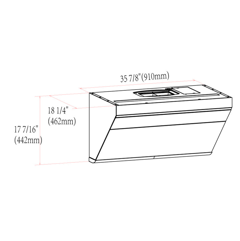Fotile Slant Vent Series 36 in. 850 CFM Range Hood with Touchscreen in Onyx Black, JQG9001
