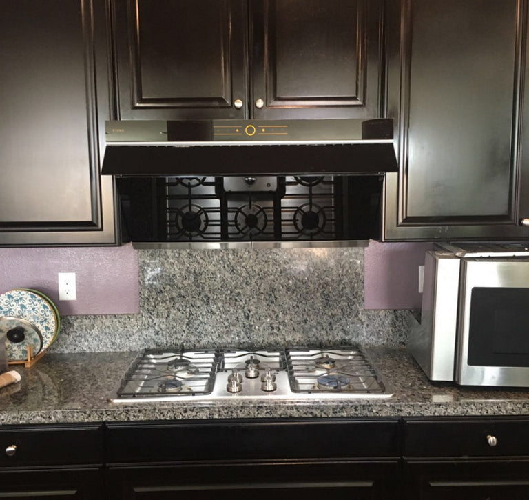 Fotile Slant Vent Series 36 in. 850 CFM Range Hood with Touchscreen in Onyx Black, JQG9001