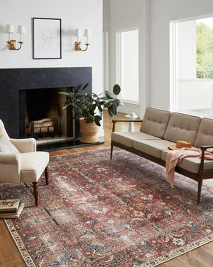 Chris Loves Julia x Loloi Rug in Merlot, Multi - 3'6" x 5'6"
