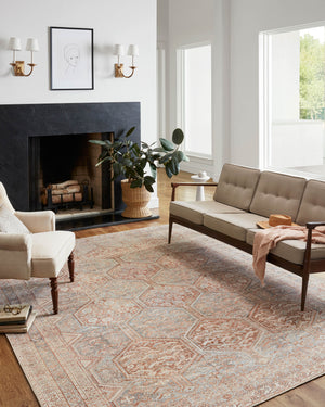 Chris Loves Julia x Loloi Rug in Tangerine, Mist - 3'6" x 5'6"