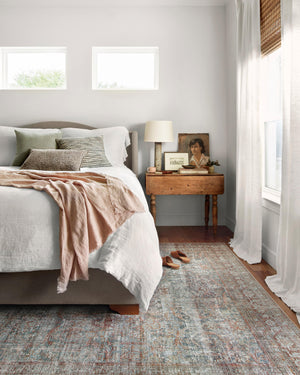Chris Loves Julia x Loloi Rug in Lagoon, Brick - 9'6" x 14'