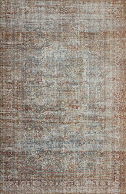 Chris Loves Julia x Loloi Rug in Lagoon, Brick - 2'6" x 9'6"