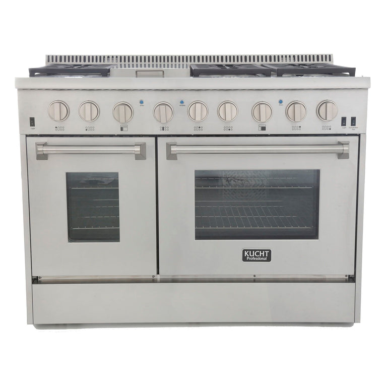Kucht Professional 48 in. 6.7 cu ft. Propane Gas Range with Silver Knobs, KRG4804U/LP-S