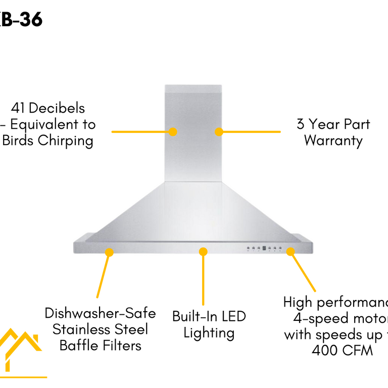 ZLINE 36 in. Convertible Vent Wall Mount Range Hood in Stainless Steel, KB-36