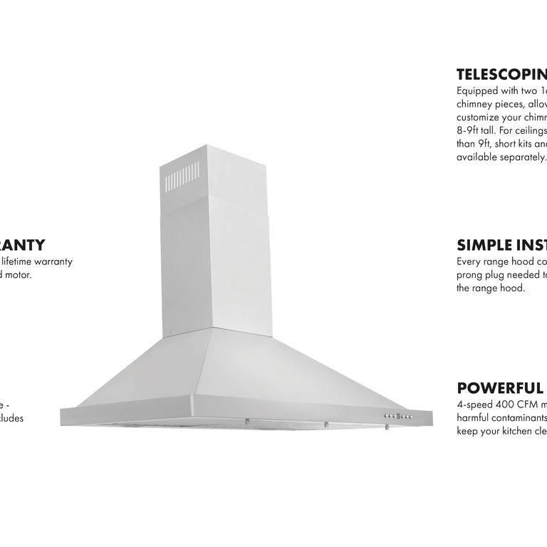 ZLINE 36 in. Convertible Vent Wall Mount Range Hood in Stainless Steel, KB-36