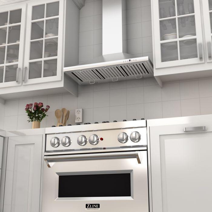 ZLINE Kitchen and Bath 36 in. Dual Fuel Range with DuraSnow® Door & 36 in. Range Hood Appliance Package, 2KP-RASNRH36