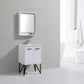 Bosco 24 in. Modern Bathroom Vanity w/ White Countertop and Matching Mirror - High Gloss White