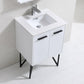Bosco 24 in. Modern Bathroom Vanity w/ White Countertop and Matching Mirror - High Gloss White