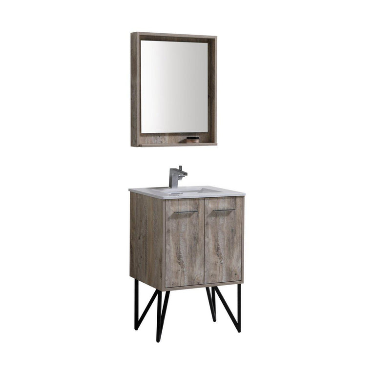 KubeBath Bosco 24 in. Modern Bathroom Vanity w/ White Countertop, KB24NW