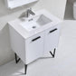 Bosco 30 in. Modern Bathroom Vanity w/ White Countertop and Matching Mirror - High Gloss White