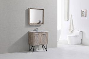 KubeBath Bosco 30 in. Modern Bathroom Vanity w/ Cream Countertop, KB30NW