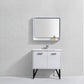 Bosco 36 in. Modern Bathroom Vanity w/ Quartz Countertop and Matching Mirror - High Gloss White