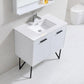 Bosco 36 in. Modern Bathroom Vanity w/ Quartz Countertop and Matching Mirror - High Gloss White