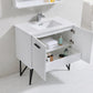 Bosco 36 in. Modern Bathroom Vanity w/ Quartz Countertop and Matching Mirror - High Gloss White