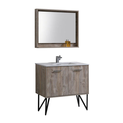 KubeBath Bosco 36 in. Modern Bathroom Vanity w/ Quartz Countertop, KB36NW