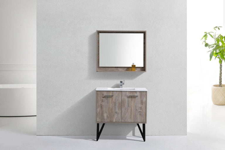KubeBath Bosco 36 in. Modern Bathroom Vanity w/ Quartz Countertop, KB36NW