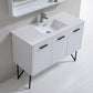KubeBath Bosco 48 in. Modern Bathroom Vanity w/ White Countertop and Matching Mirror - High Gloss White, KB48GW