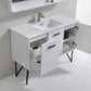 KubeBath Bosco 48 in. Modern Bathroom Vanity w/ White Countertop and Matching Mirror - High Gloss White, KB48GW