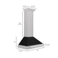 ZLINE 30 Inch DuraSnow® Stainless Steel Range Hood with Black Matte Shell and Stainless Steel Handle, KB4SNX-BLM-30