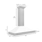 ZLINE 48 Inch DuraSnow® Stainless Steel Range Hood with White Matte Shell and Stainless Steel Handle, KB4SNX-WM-48