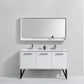 Bosco 60 in. Double Sink Modern Bathroom Vanity w/ Quartz Countertop and Matching Mirror - High Gloss White