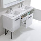 Bosco 60 in. Double Sink Modern Bathroom Vanity w/ Quartz Countertop and Matching Mirror - High Gloss White
