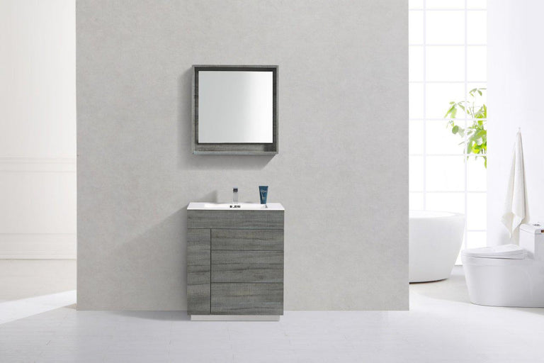 KubeBath Milano 30 in. Ocean Gray Modern Bathroom Vanity, KFM30-BE