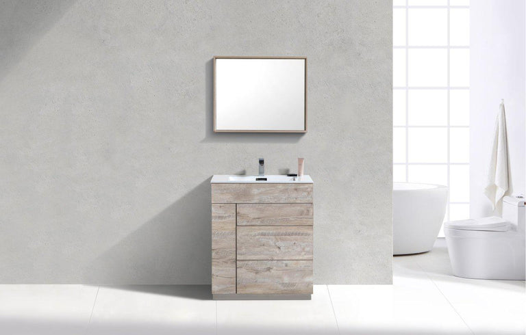 KubeBath Milano 30 in. Modern Bathroom Vanity - Nature Wood, KFM30-NW