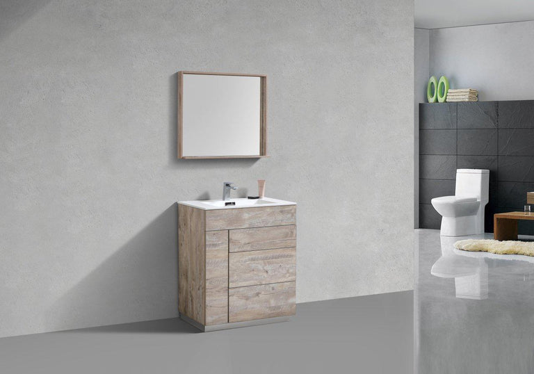 KubeBath Milano 30 in. Modern Bathroom Vanity - Nature Wood, KFM30-NW