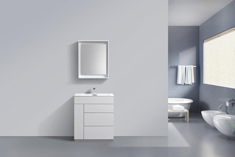 KubeBath Milano 30 in. Modern Bathroom Vanity - High Glossy, KFM30-GW