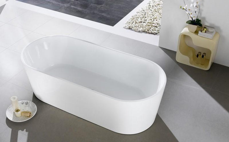 KubeBath Ovale 67 inch White Free Standing Bathtub, KFST1467