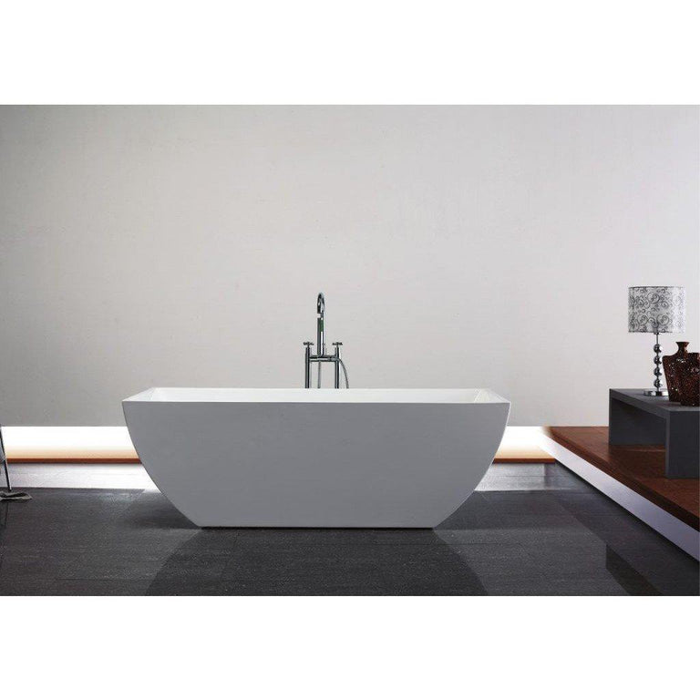 KubeBath Contemporanea 59'' White Free Standing Bathtub, KFST2159