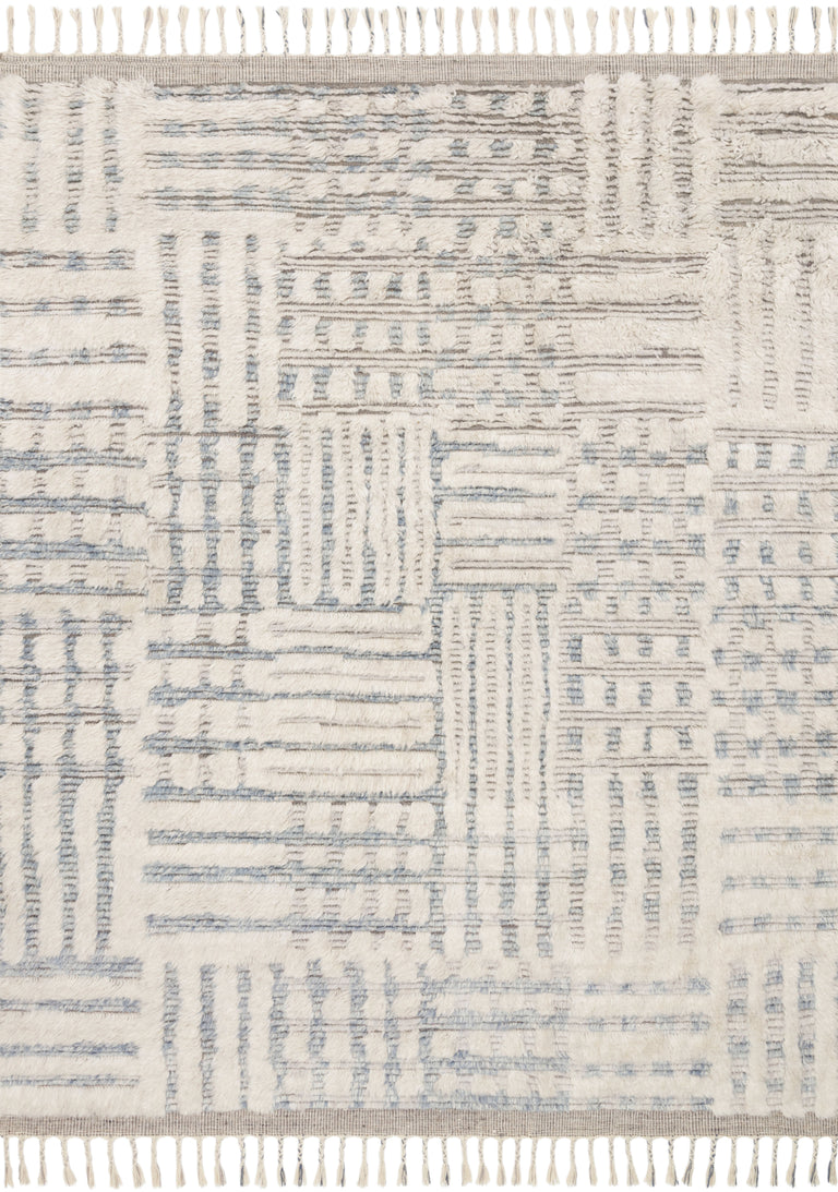 Loloi Rugs Khalid Collection Rug in Ivory, Sky - 4'0" x 6'0"