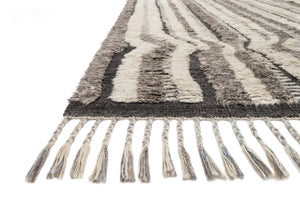 Loloi Rugs Khalid Collection Rug in Stone, Charcoal - 5'6" x 8'6"
