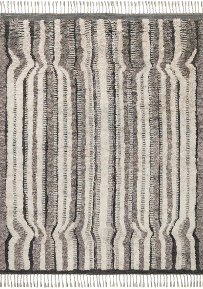 Loloi Rugs Khalid Collection Rug in Stone, Charcoal - 5'6" x 8'6"