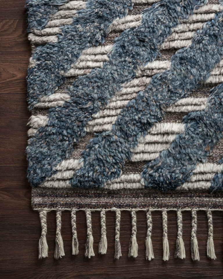 Loloi Rugs Khalid Collection Rug in Blue, Pewter - 5'6" x 8'6"