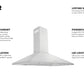 ZLINE 42 in. Convertible Vent Wall Mount Range Hood in Stainless Steel, KL2-42